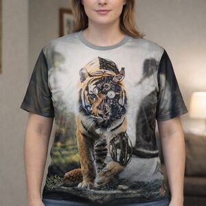 Devin Du Graphic Tiger T-Shirt – Size Large – Unisex Streetwear Cyberpunk Animal